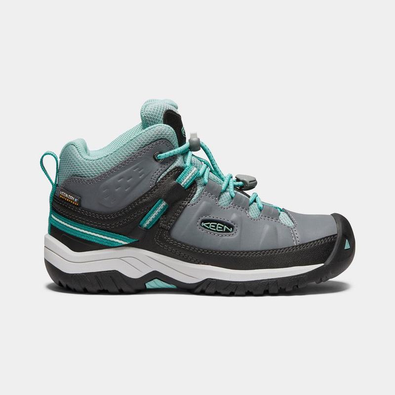 Keen Targhee Waterproof - Çocuk Trekking Bot - Gri/Turkuaz - Turkey (718964WYU)